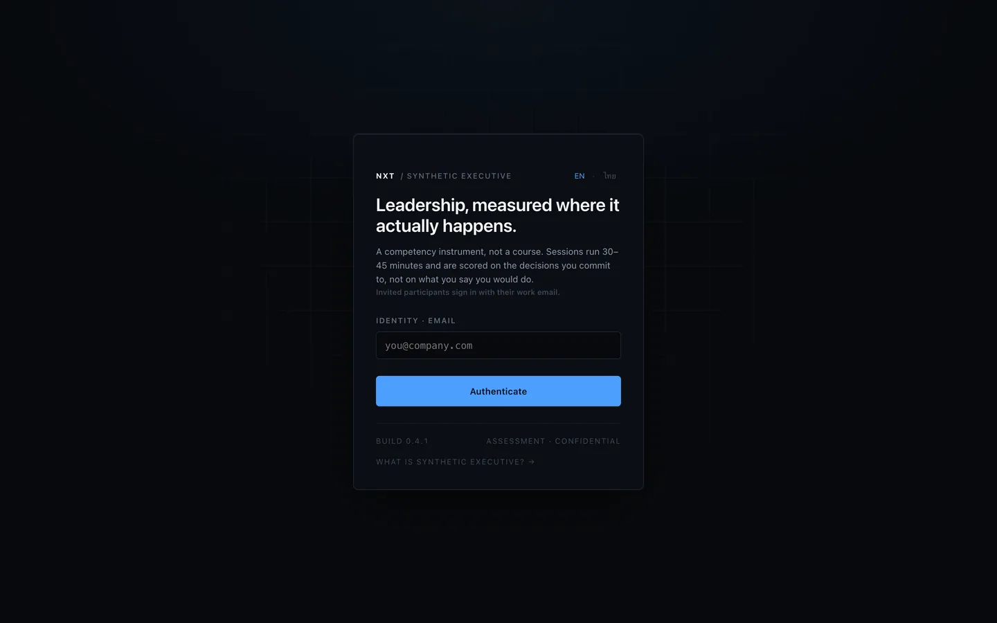 Synthetic Executive sign-in: leadership, measured where it happens